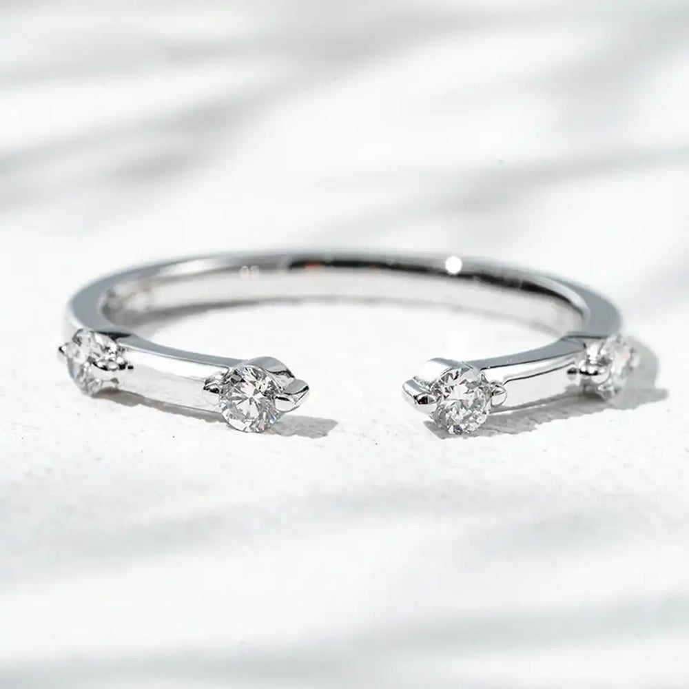 18K Solid Gold Lab-Grown Diamond Open Matching Wedding Band