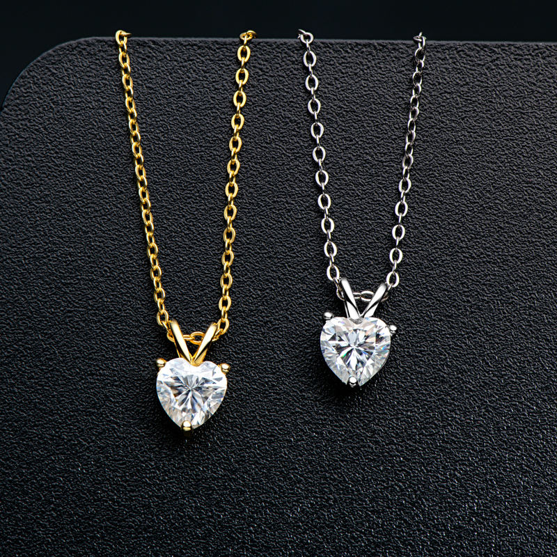 Silver Simulated Moissanite Engagement Necklace