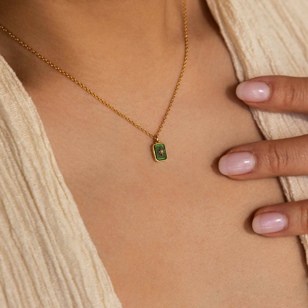 Stainless Steel Birthstone 12 Birthday Crystal Star Clavicle Pendant