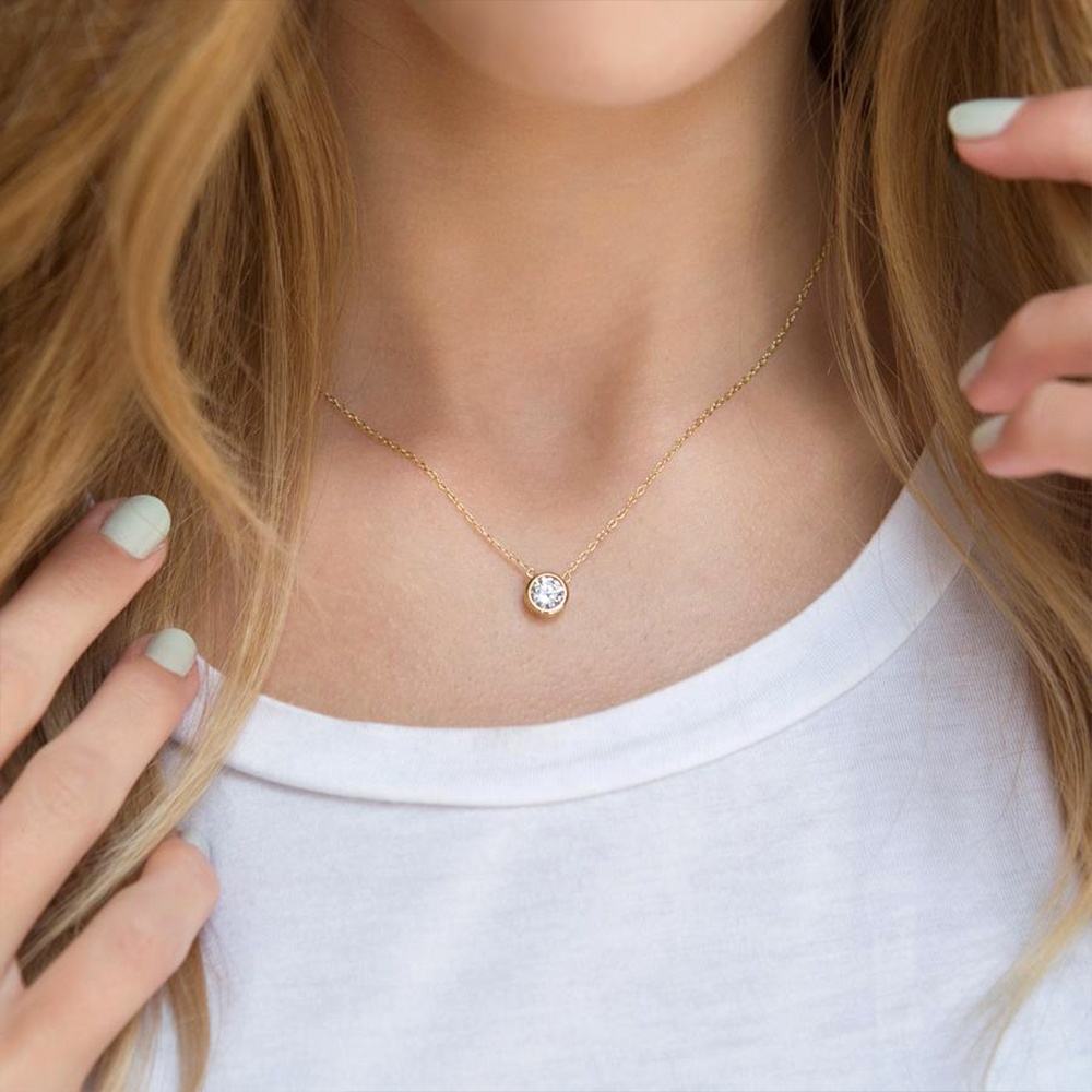 Zirconia Stone Pendant Chain Necklace