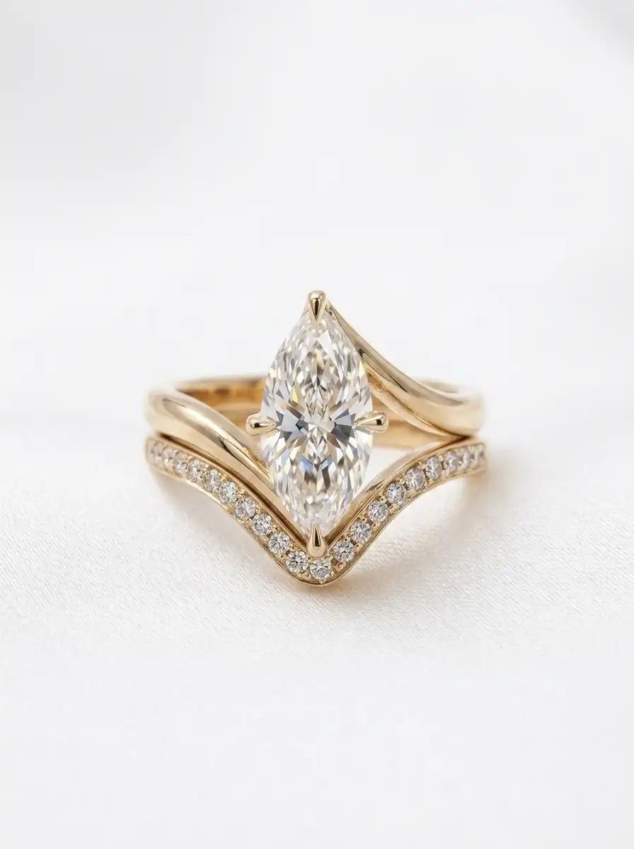 Marquise Cut 3–4 CT Diamond Engagement Ring in 9K Solid Gold