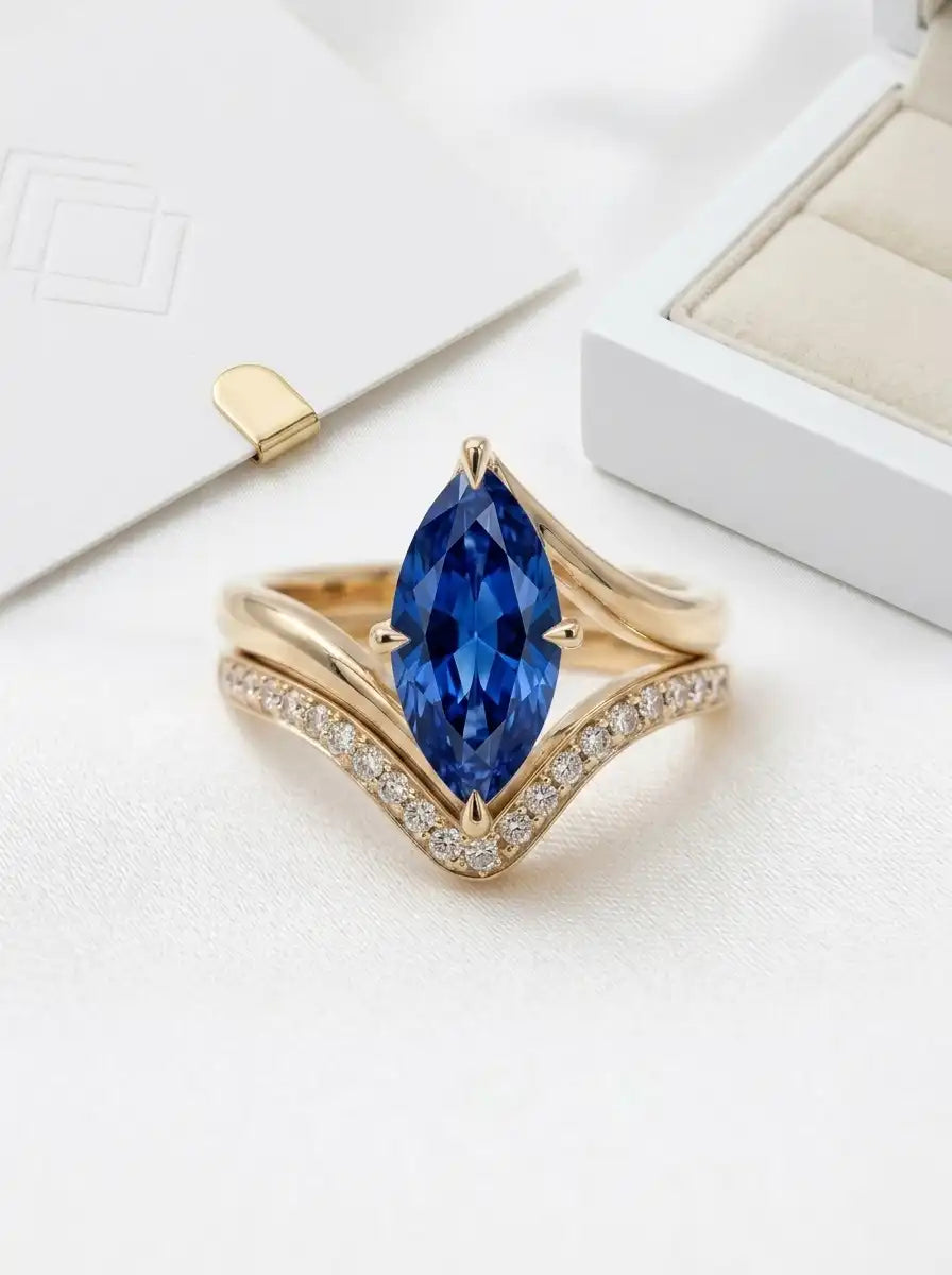 Marquise Cut 3–4 CT Diamond Engagement Ring in 9K Solid Gold