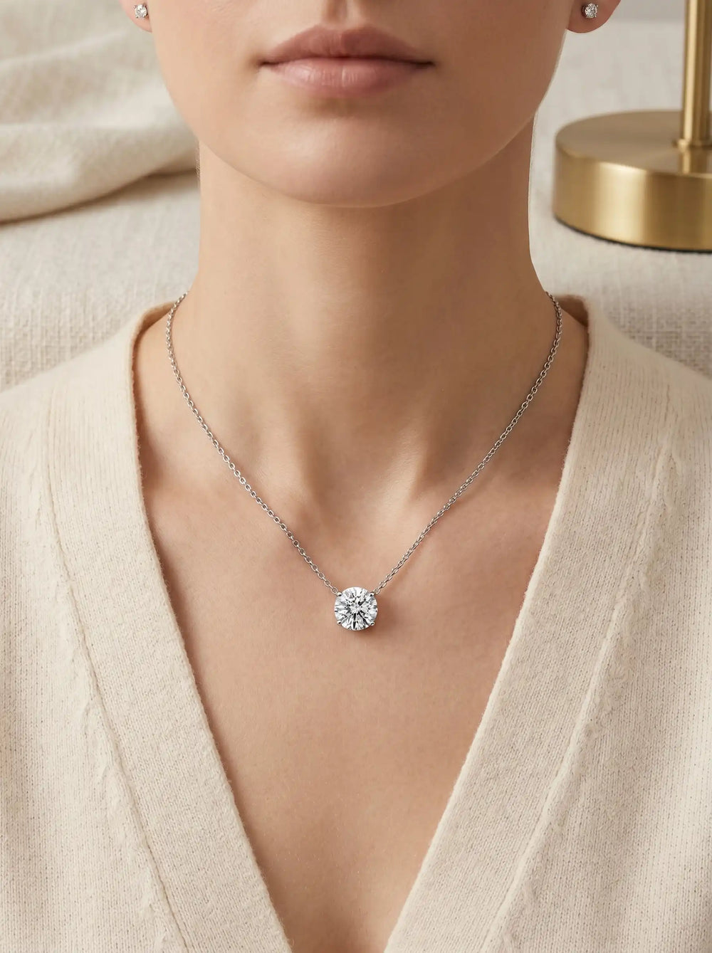 10K Solid Gold Lab-Grown Diamond Solitaire Pendant Necklace