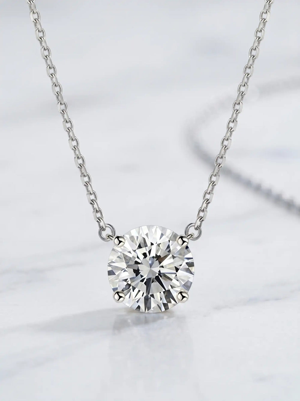 10K Solid Gold Lab-Grown Diamond Solitaire Pendant Necklace